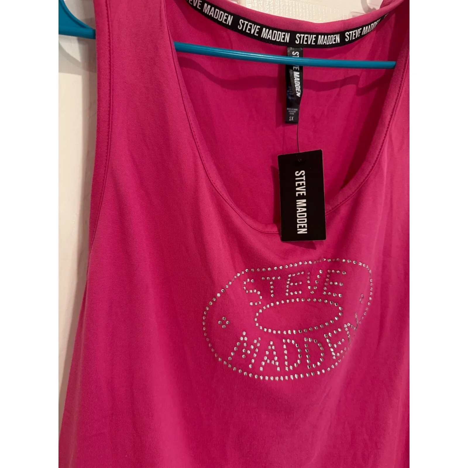 Steve Madden Tank Top &‎ Shorts Set Rhinestone Logo Loungewear 1X - Image 4