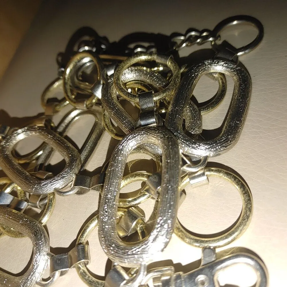 Link Belt Vintage Gold Silver Metal Chain Oval Round Clasp Closure Adjustable - Image 4