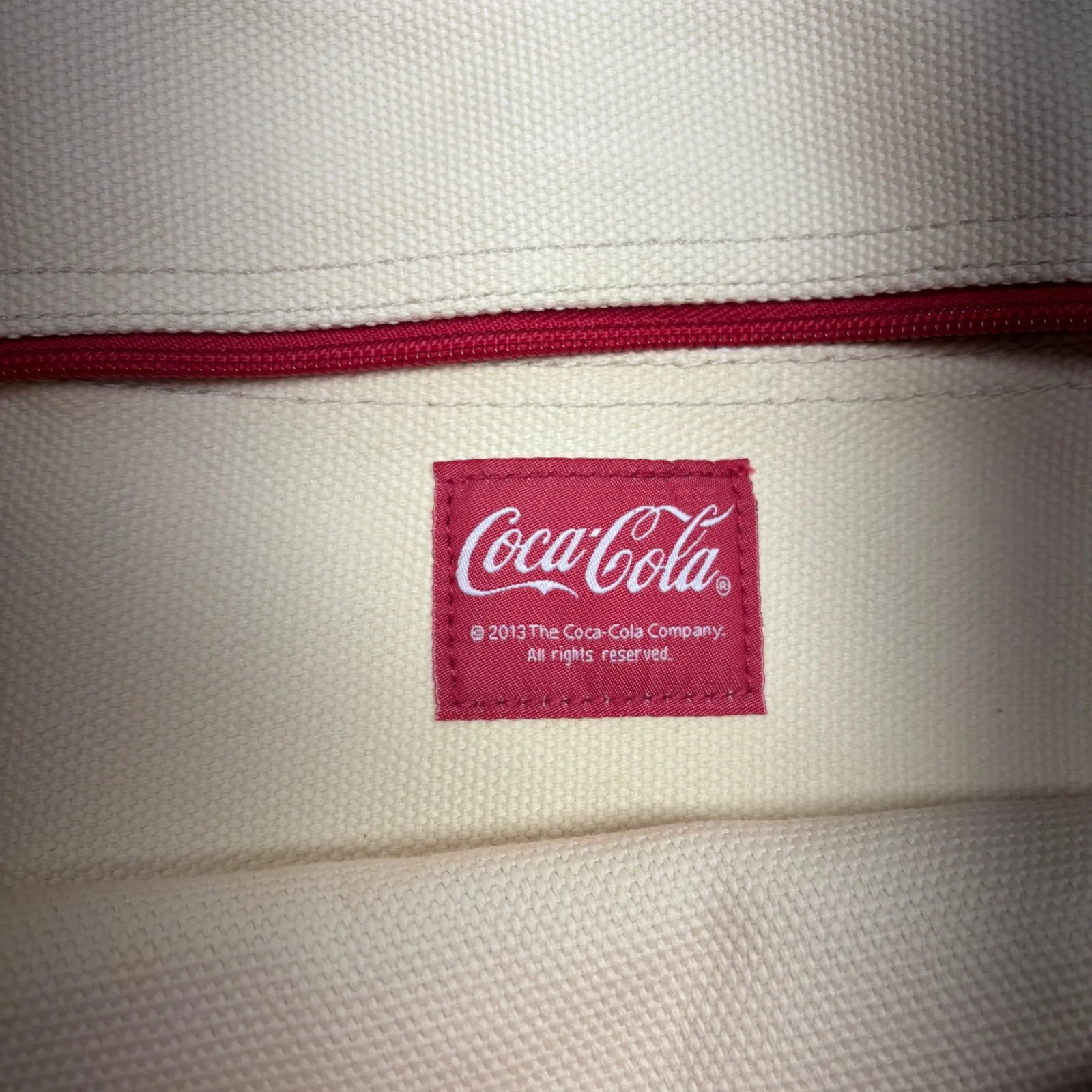 Coca Cola Canvas Tote Bag Red Cream with "Have a Coke and a Smile"Coin Pouch - Image 8