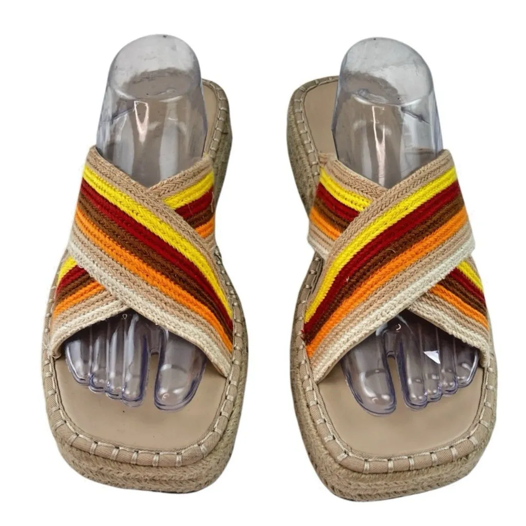 *ASOS Design Jazlyn Platform Espadrille Sandals Size 12 Crochet Straps Festival - Image 4