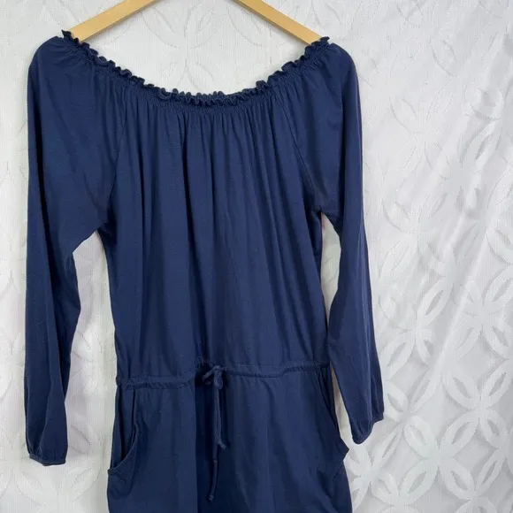 Chaser Off‎ Shoulder Shirred Navy Mini Dress Size M - Image 4