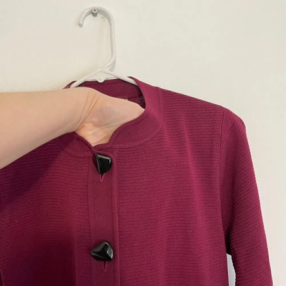 EXCLUSIVELY MISOOK Berry Raspberry Ribbed Knit Long Cardigan Sweater / Coatigan - Image 5