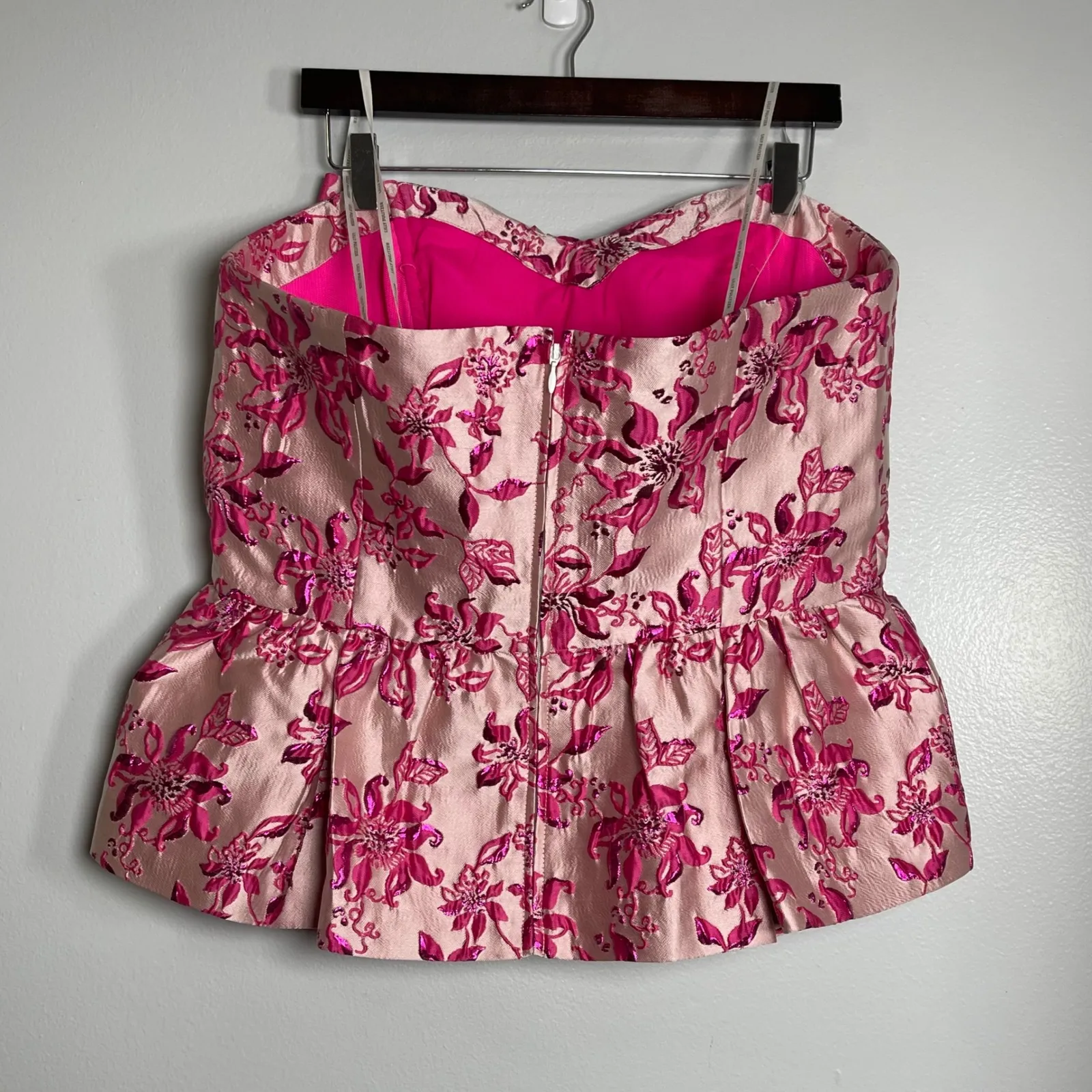 Lilly Pulitzer Kataleya Top Size 16 Passion Fruit Pink NEW Floral Bow Peplum - Image 6