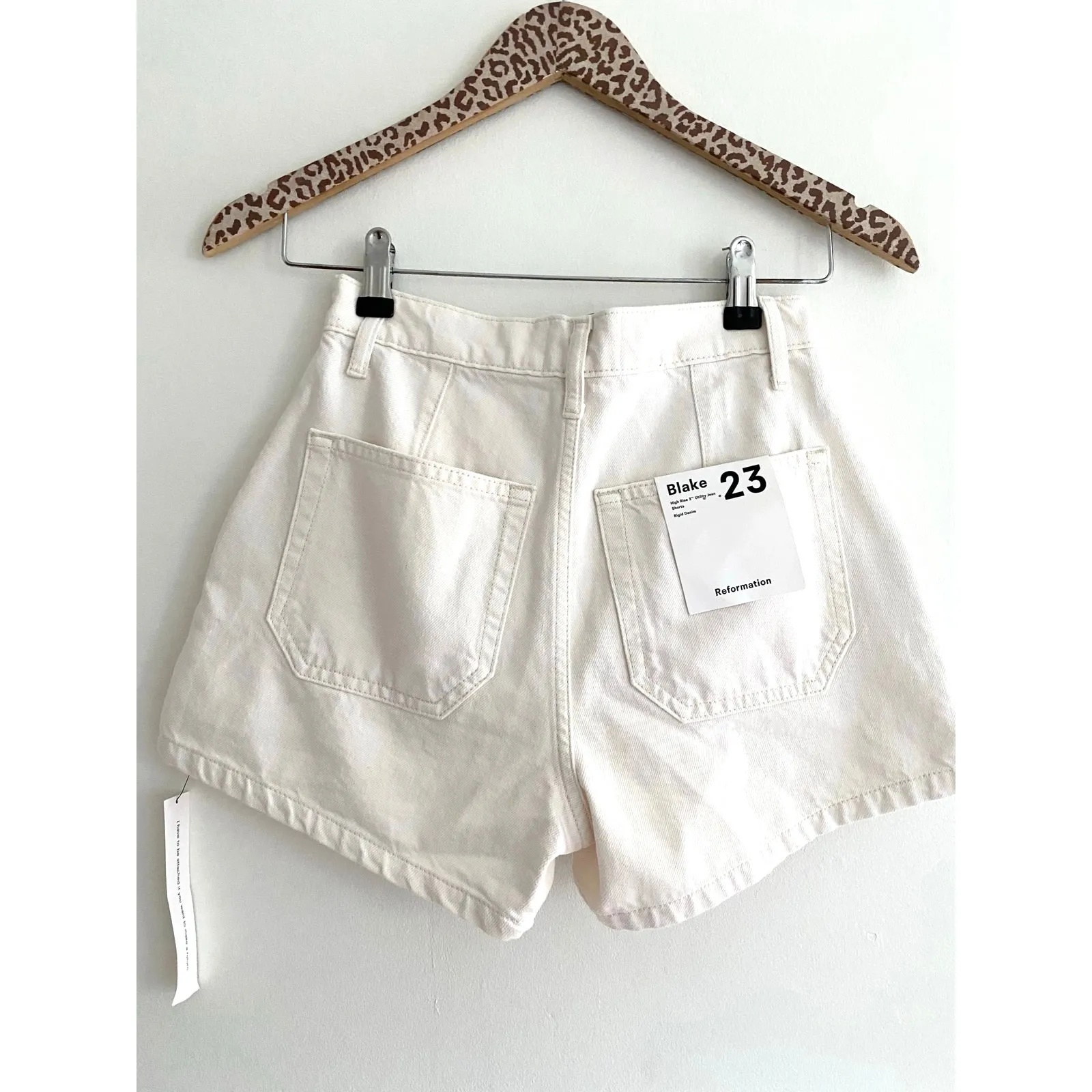 REFORMATION Blake High Waist Utility Denim Shorts in Fior Di Latte Size 23 - Image 5