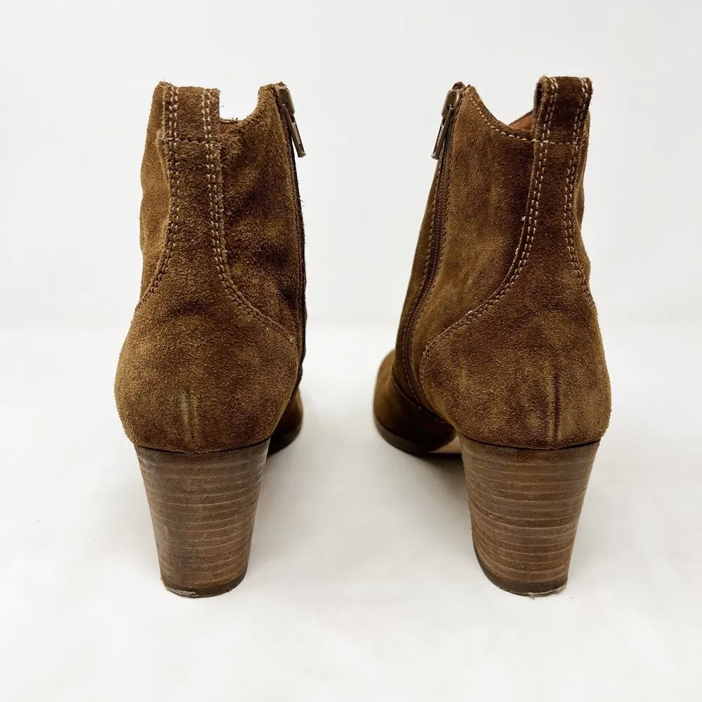 [J. Crew] Brown Nubuck Suede Leather Aggie Chunky Heel Ankle Boots Booties 9.5 - Image 8