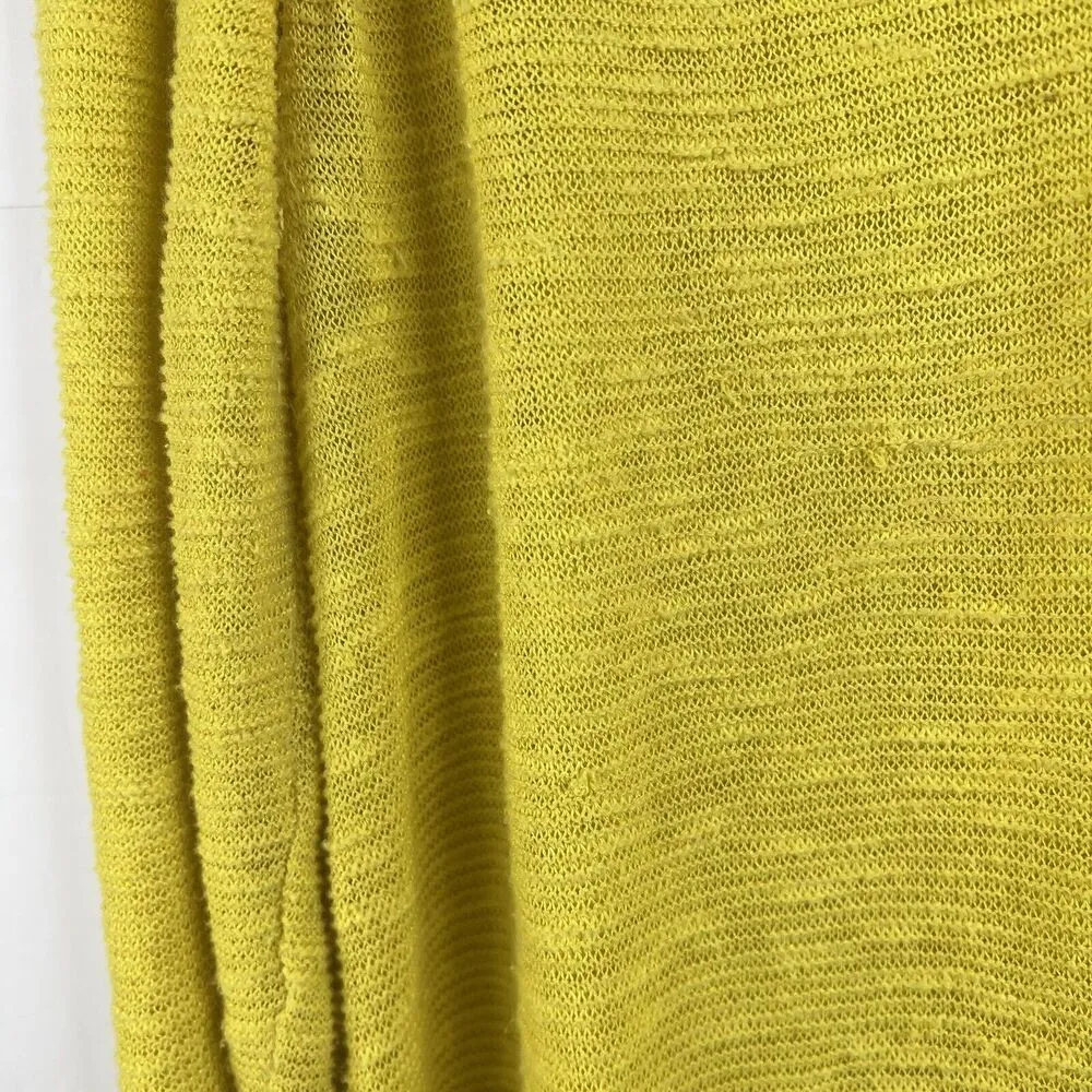 Eileen Fisher Size L Sweater Organic Linen Blend Yellow V-Neck Lightweight Knit - Image 5