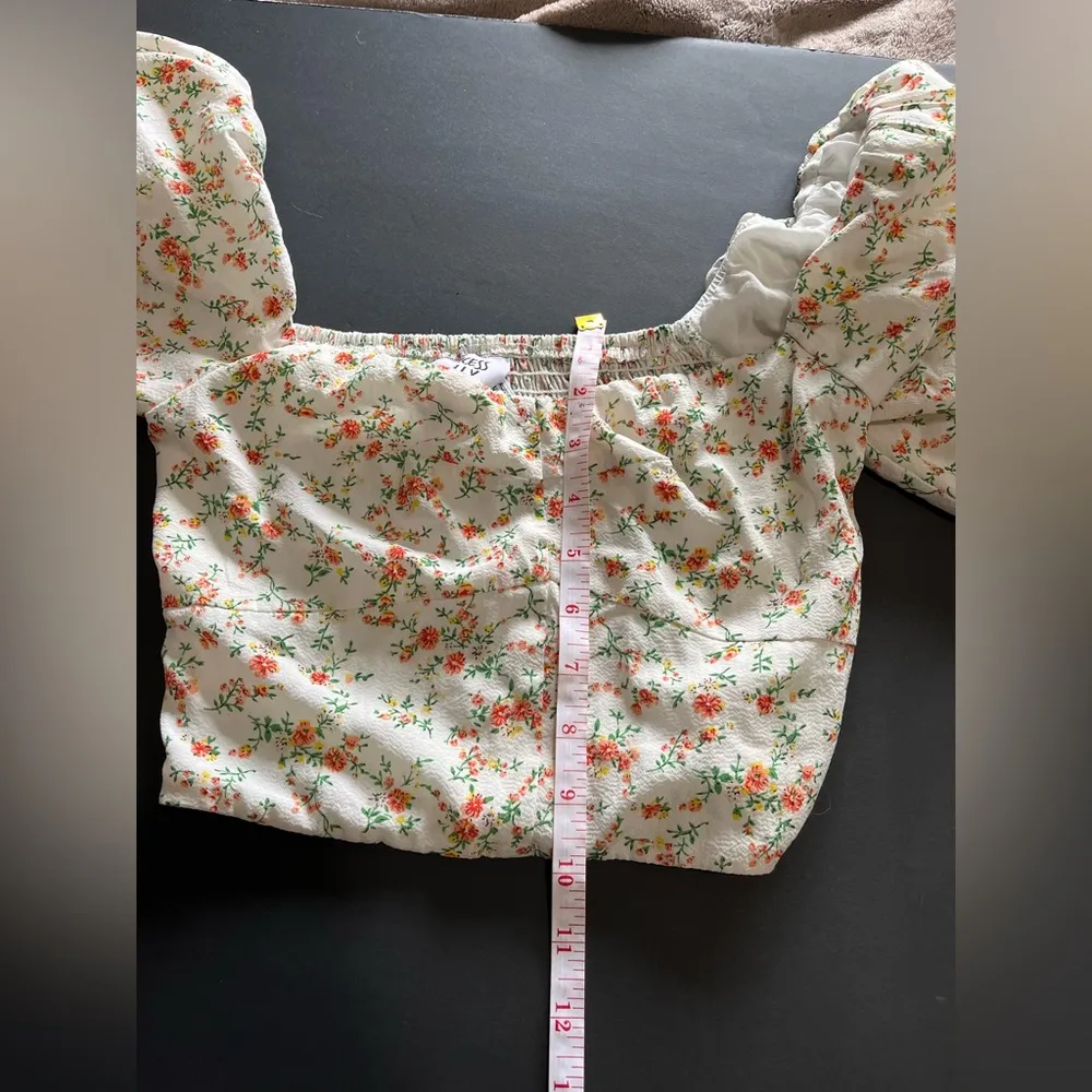 PRINCESS POLLY Autumn Floral Off Shoulder Ruched Crop Top Women’s Sz 2 XS EUC - Image 7