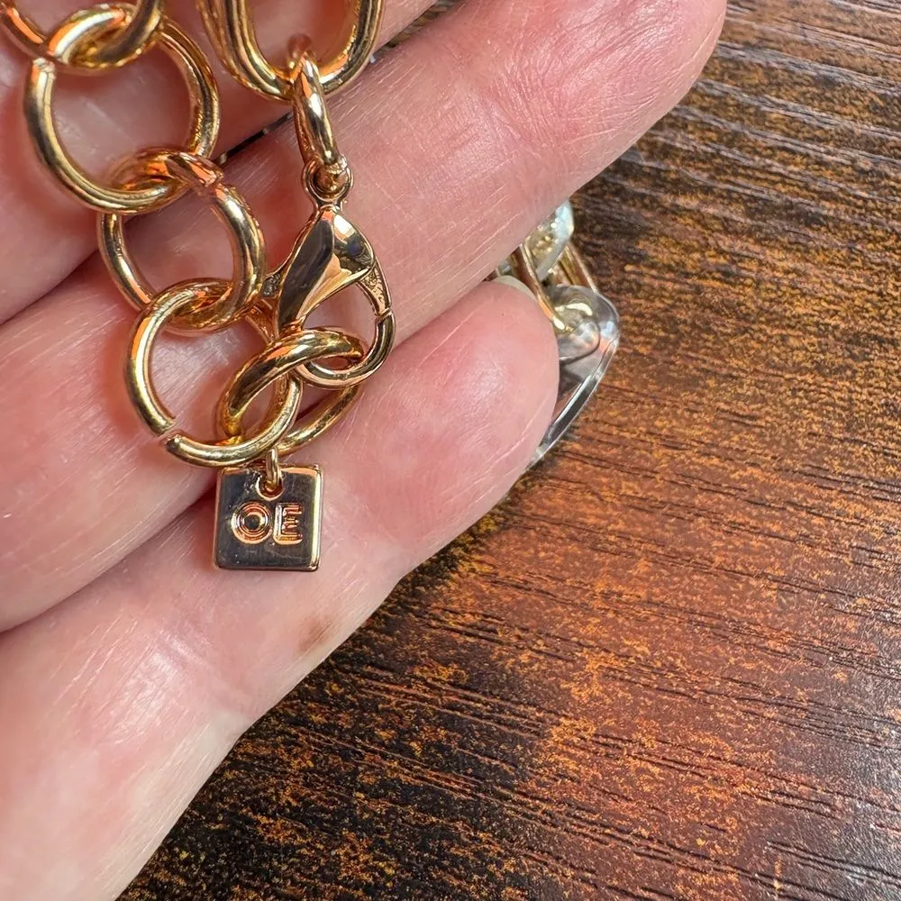 Gold and Clear Chunky Chain Necklace 16" - Image 4