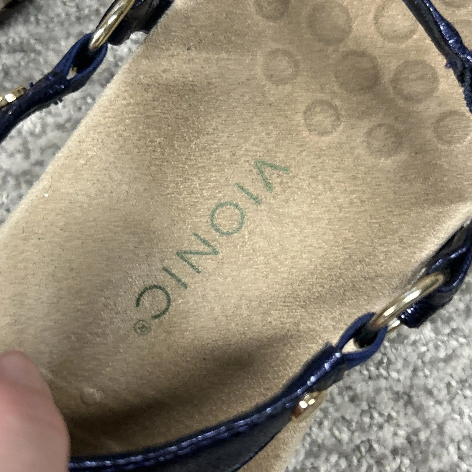 Vionic Kirra Sandals Womens 10 Metallic Blue Triangle Comfort - Image 3