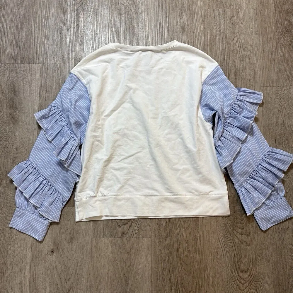 Halogen Womens Shirt Size XS Blue Ruffle‎ Sleeve Classic Dressy NWT - Image 2