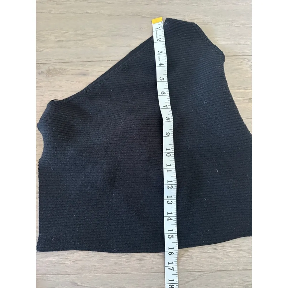 Forever 21 Black One Shoulder Bow Tie Back Tank Top Size Small - Image 2