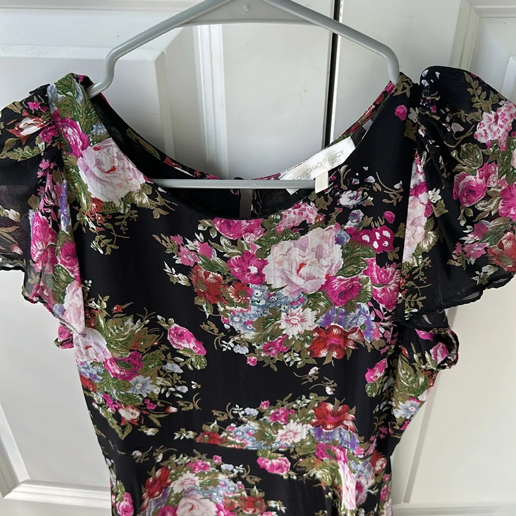 LoveshackFancy Garner in black floral midnight muse dress size 4 - Image 5