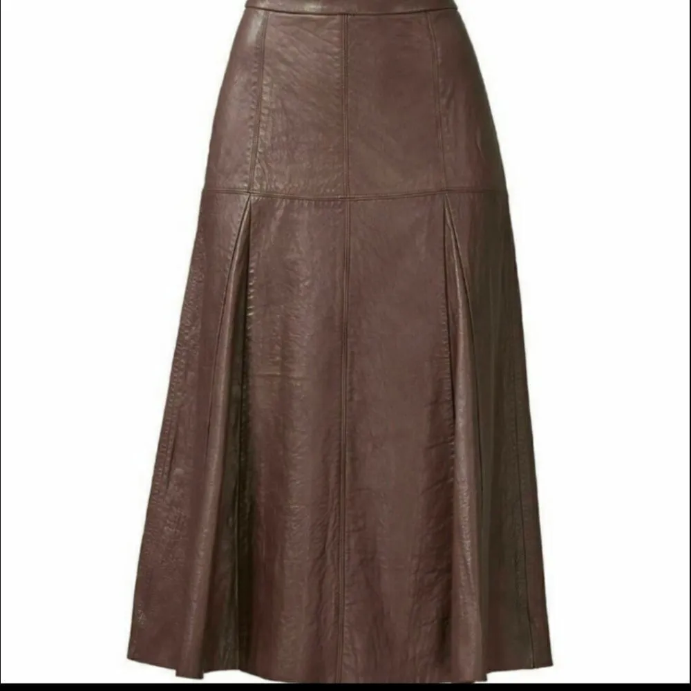 Halston Heritage Taupe Leather Skirt Size 8 - Image 5