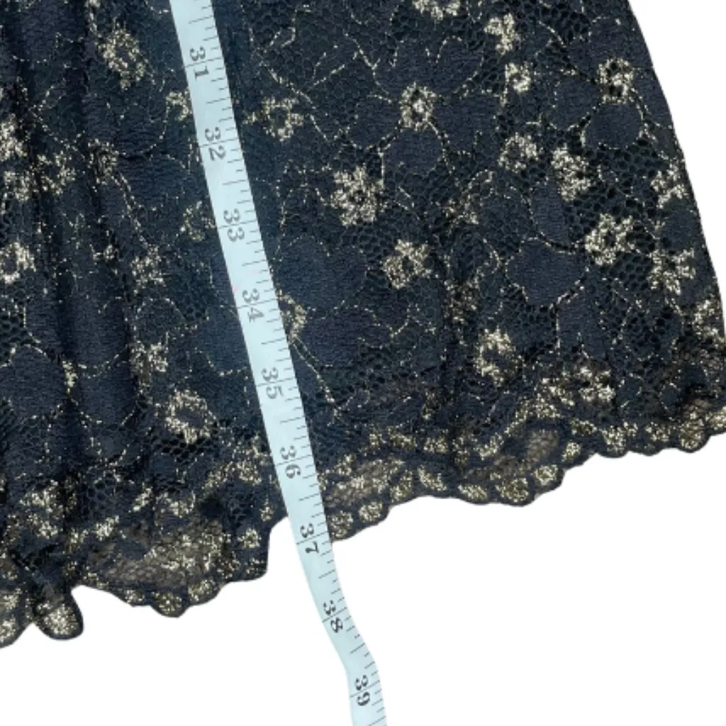 Metallic Black & Gold Lace Cap Sleeve Cocktail Dress Size 12 - Image 7