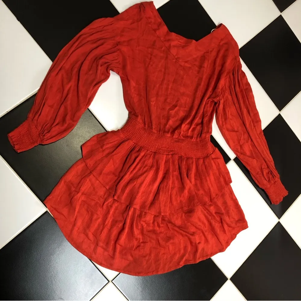 NWT  Boho Peasant Dress Smocked Burnt Orange Terracotta Mustard Seed size M - Image 11