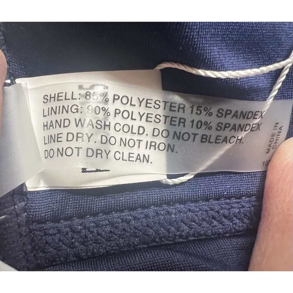 Yonique Ruched Detailing Removable Padded Long Swimsuit Large Skirt Blue Leaves - Image 6