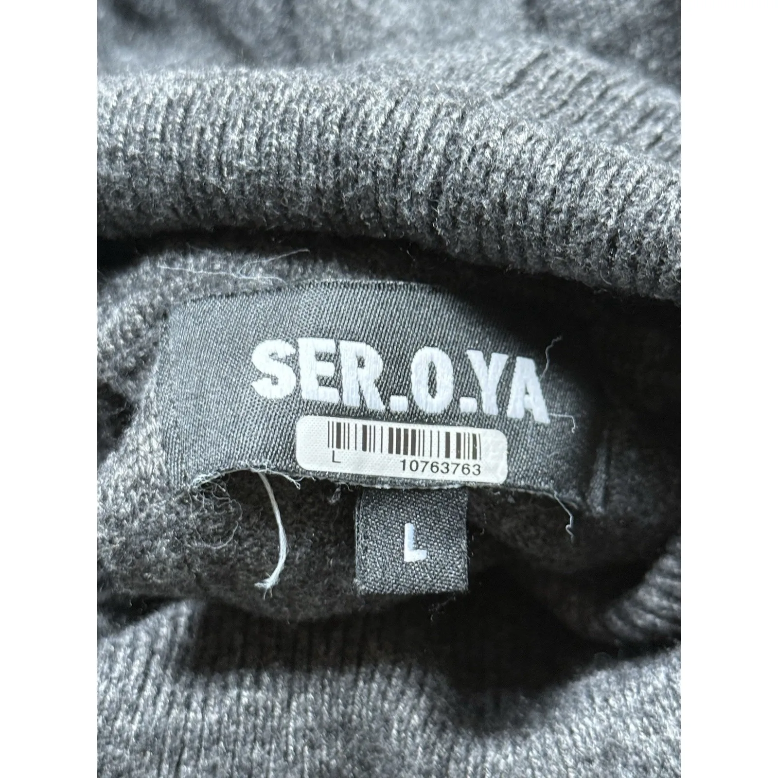 Ser.o.ya Alexandria Sweater Dress Large Gray Turtleneck Blouson Long Sleeve - Image 5
