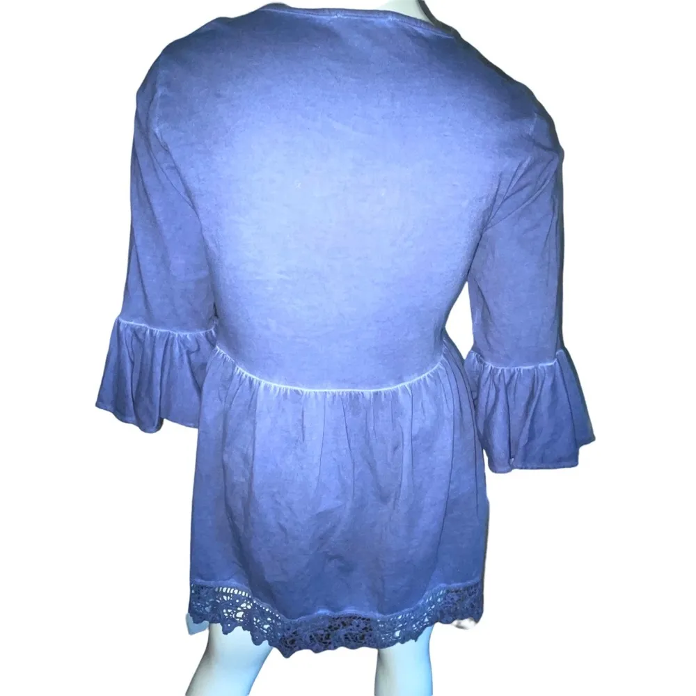 indigo. Thread Co blue bell sleeve asymmetrical hem tunic - Image 3