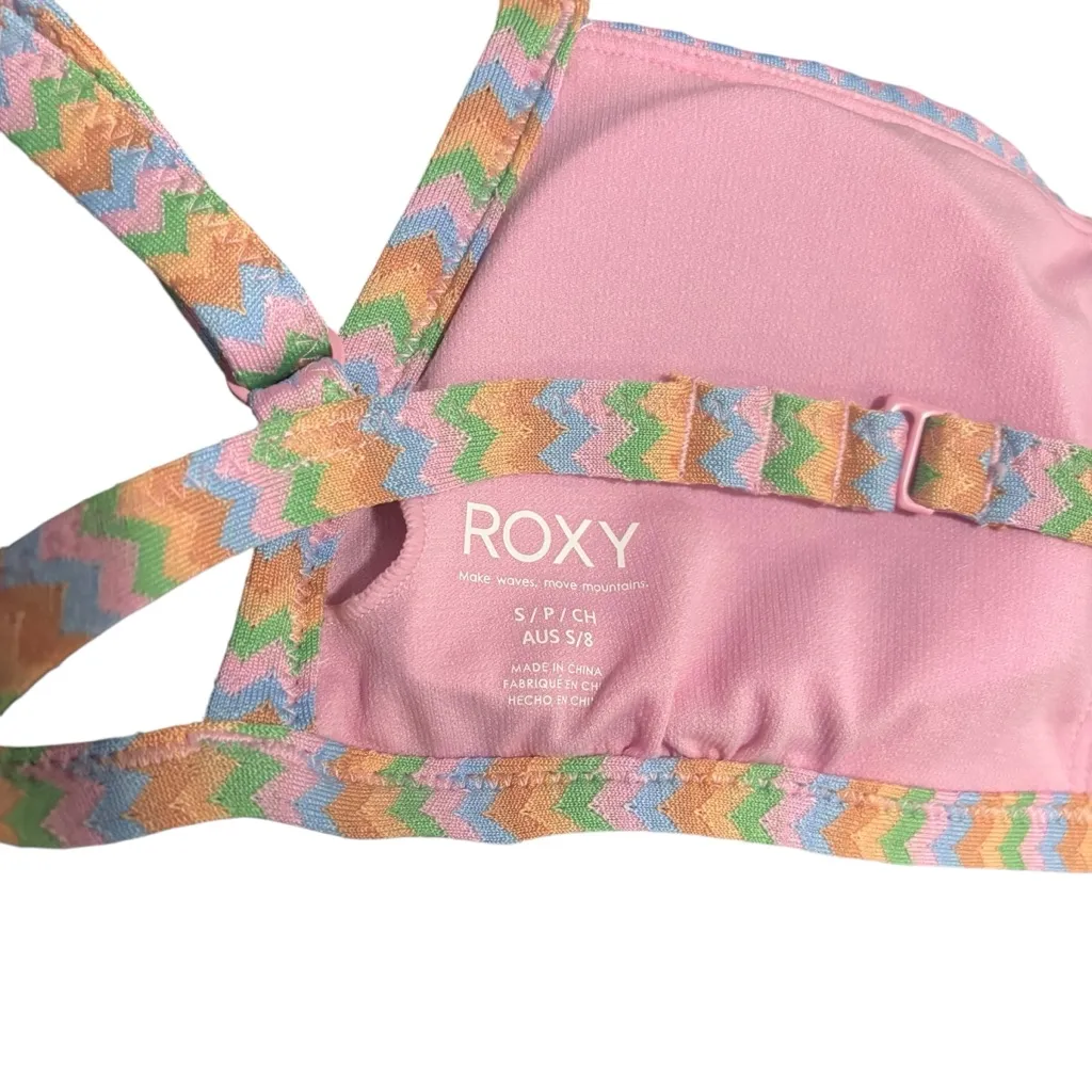 Roxy Pastel‎ Colorful Zigzag Bikini Top Size Small - Image 3