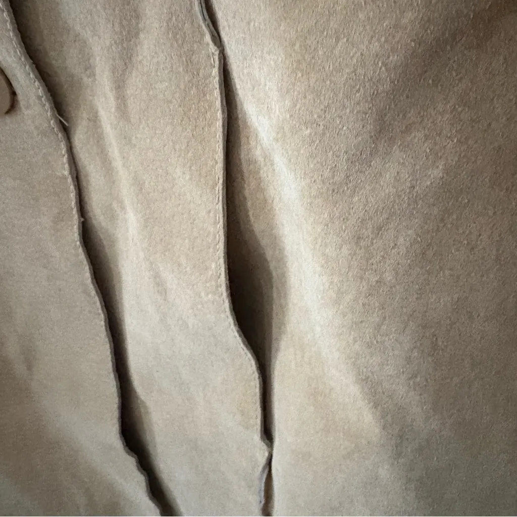 Vintage Y2K Blue Asphalt 100% leather suede jacket tan button front women size L Size L - Image 10