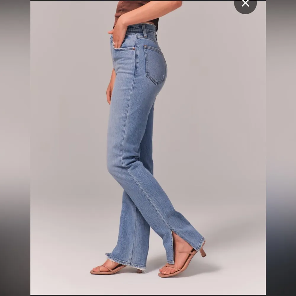 light wash split hem 90s skinny Abercrombie & fitch high rise curvy love spring - Image 3