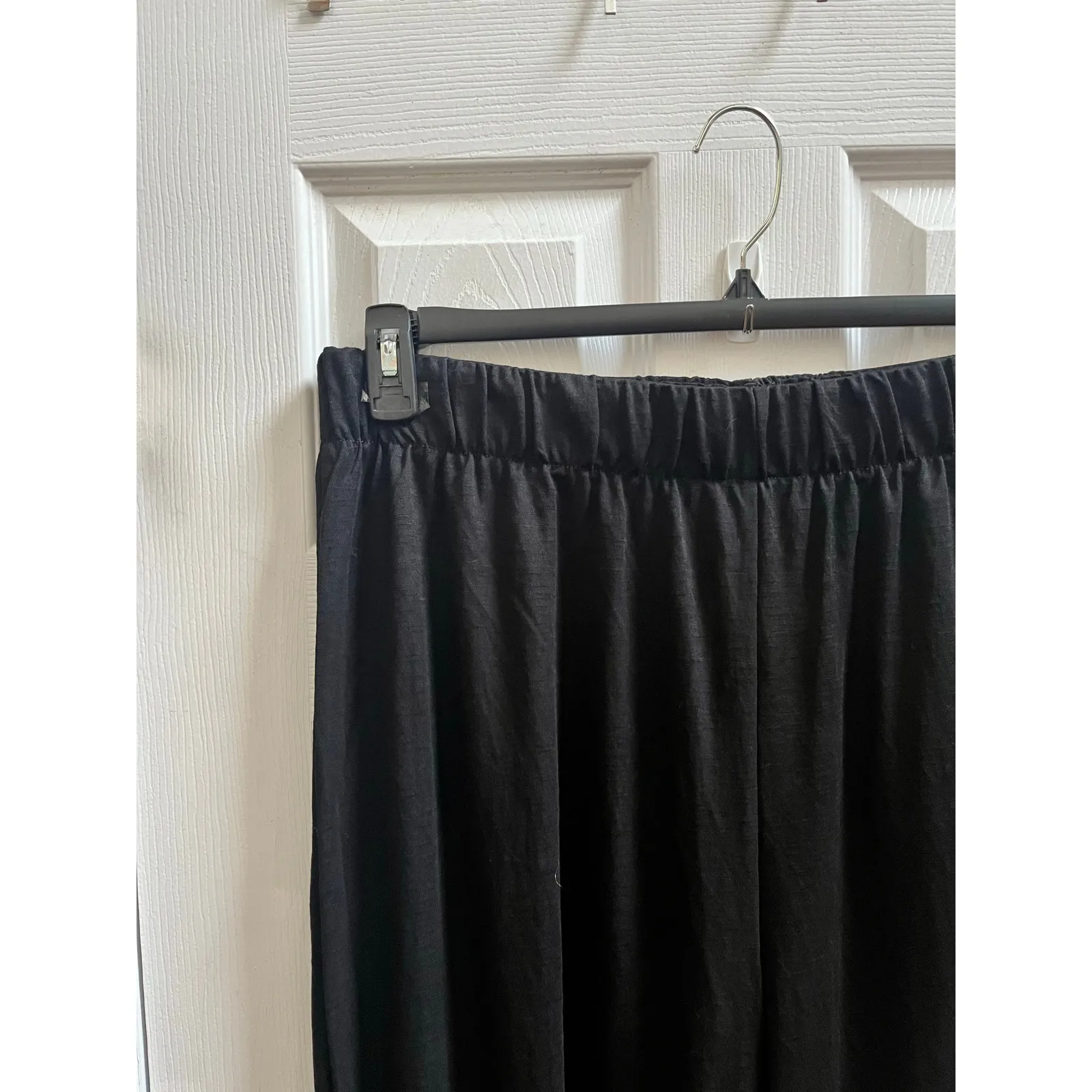 H&M New Black Viscose Blend Elastic Waistband Wide Leg Pant Size XL Minimalist - Image 5