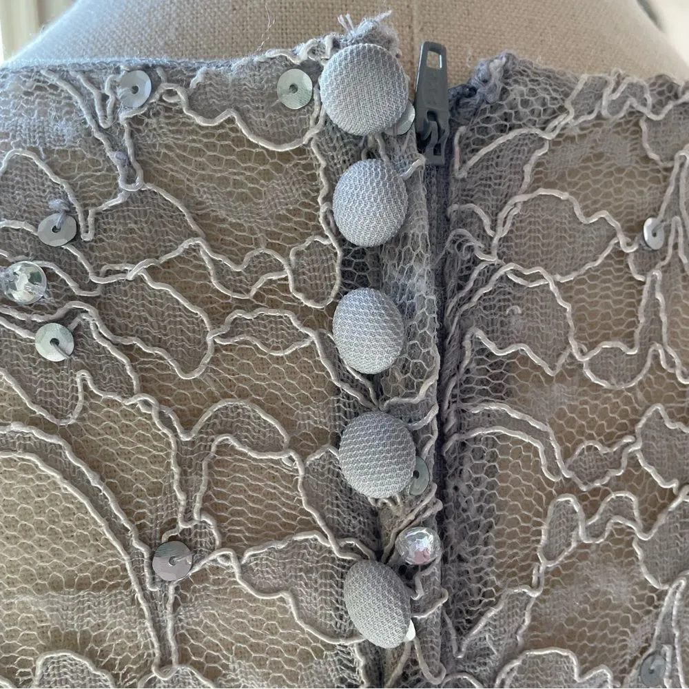 Morilee Madeline Gardner Silver Grey Rhinestone Lace Formal Dress Prom 16 - Image 10