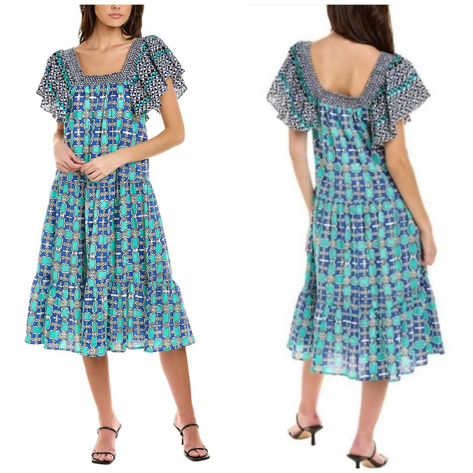 Anthropologie Ro's Garden Jenna Midi Dress Size Medium Tiered Boho Preppy - Image 14