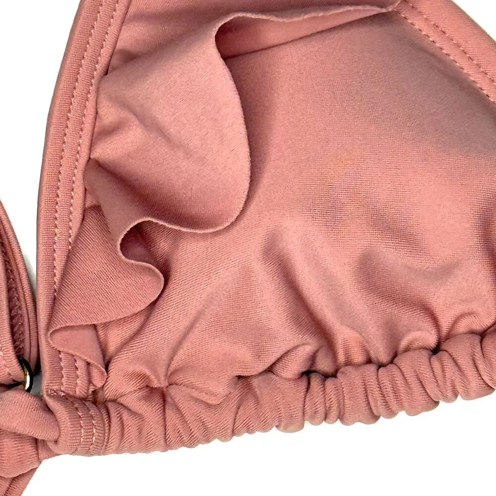 Xhilaration Women's Cute Chic Mauve Ruffle Triangle Bikini Swim Top XS (00) New! - Image 4