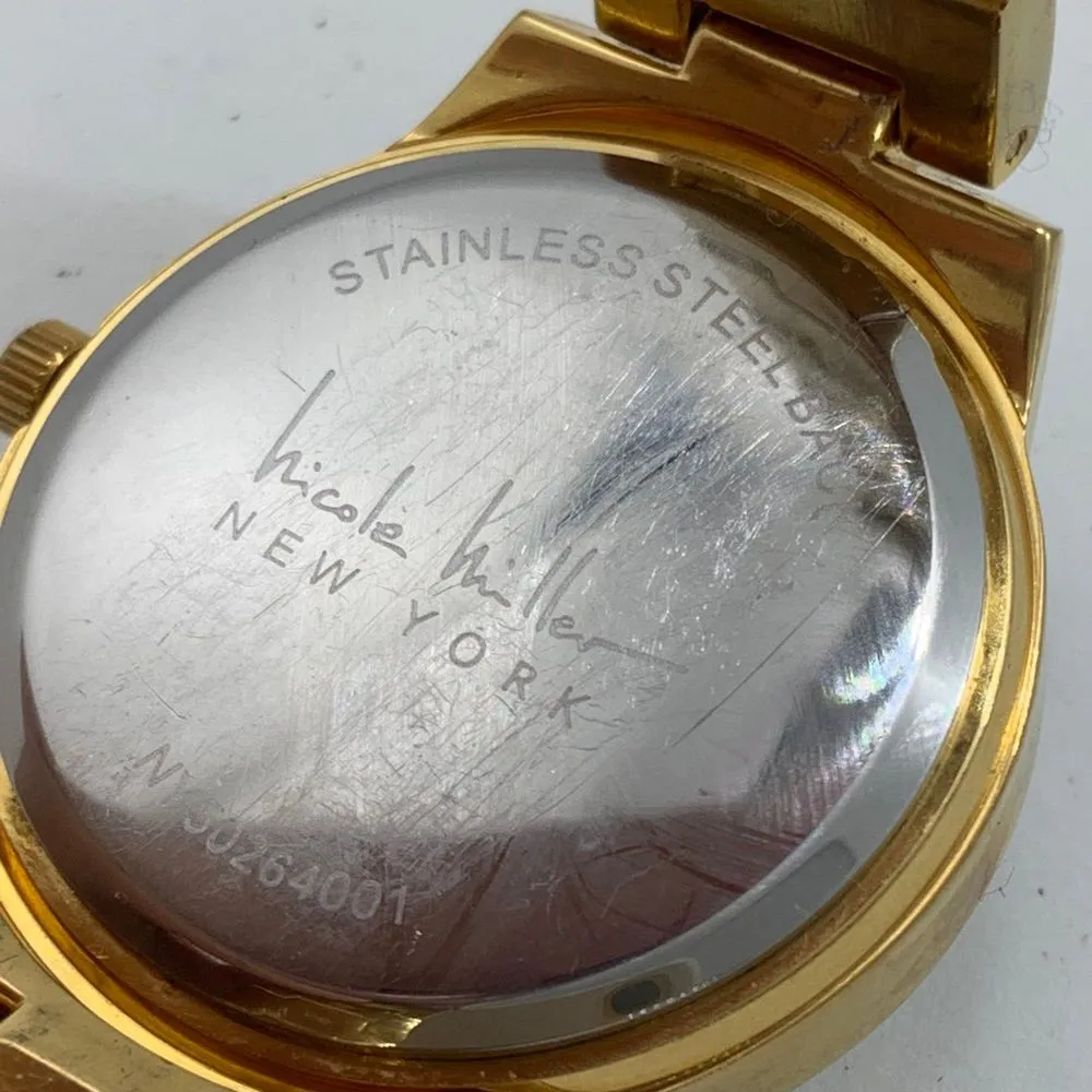 Nicole Miller New York 36mm Womens Gold tone  Dial Quartz Watch 6” w/battery - Image 6