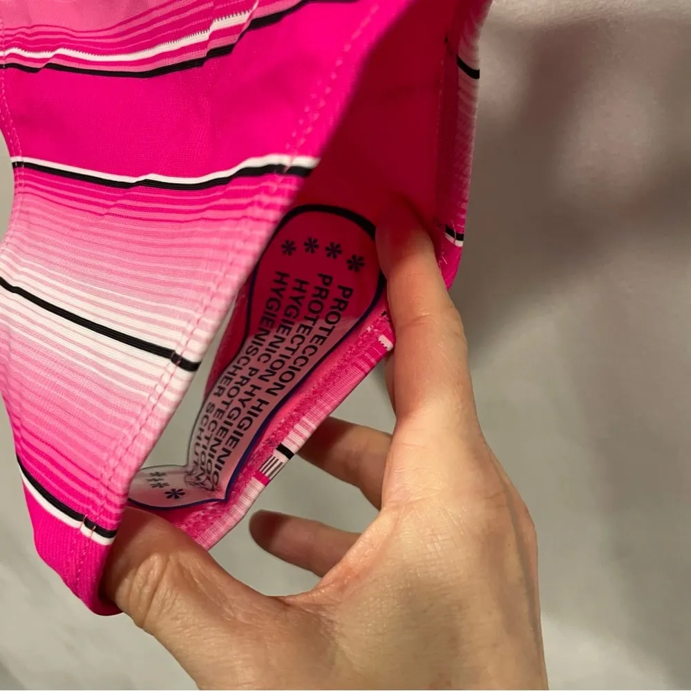 DIXXON NWT pink and white striped bikini bottom Serape tanning suit skimpy swim Size XL - Image 5