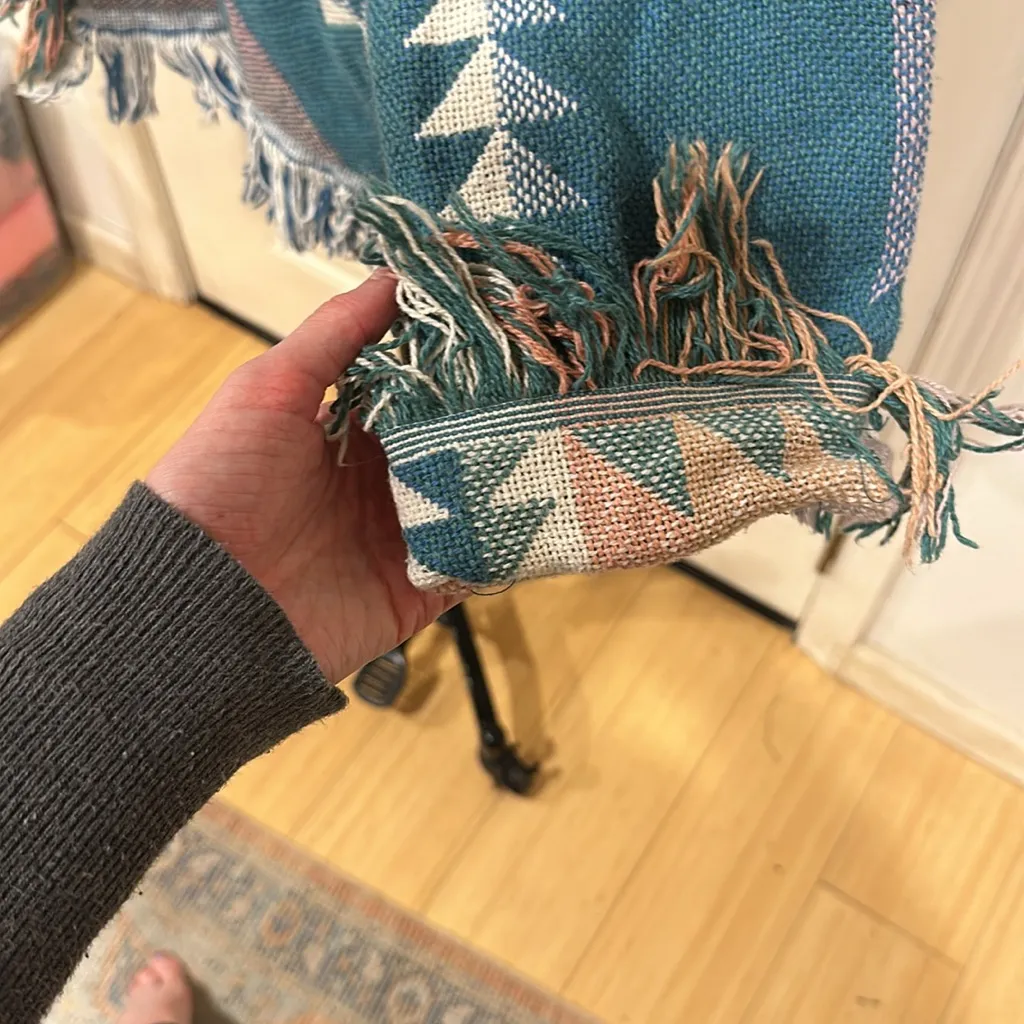 Vintage fringe southwest style shacket Blue Size L - Image 4