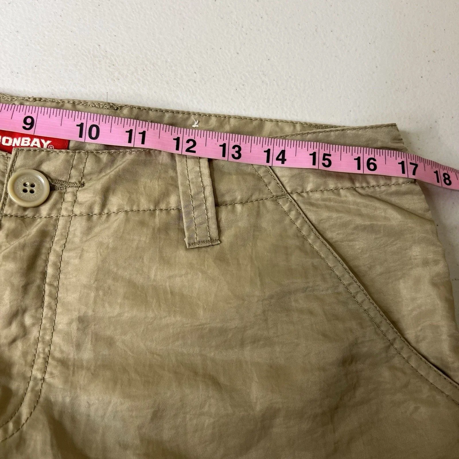 UnionBay Vintage Utility Pants Womens 13 Tan Nylon Wide Leg Low Rise Skater 33” - Image 5