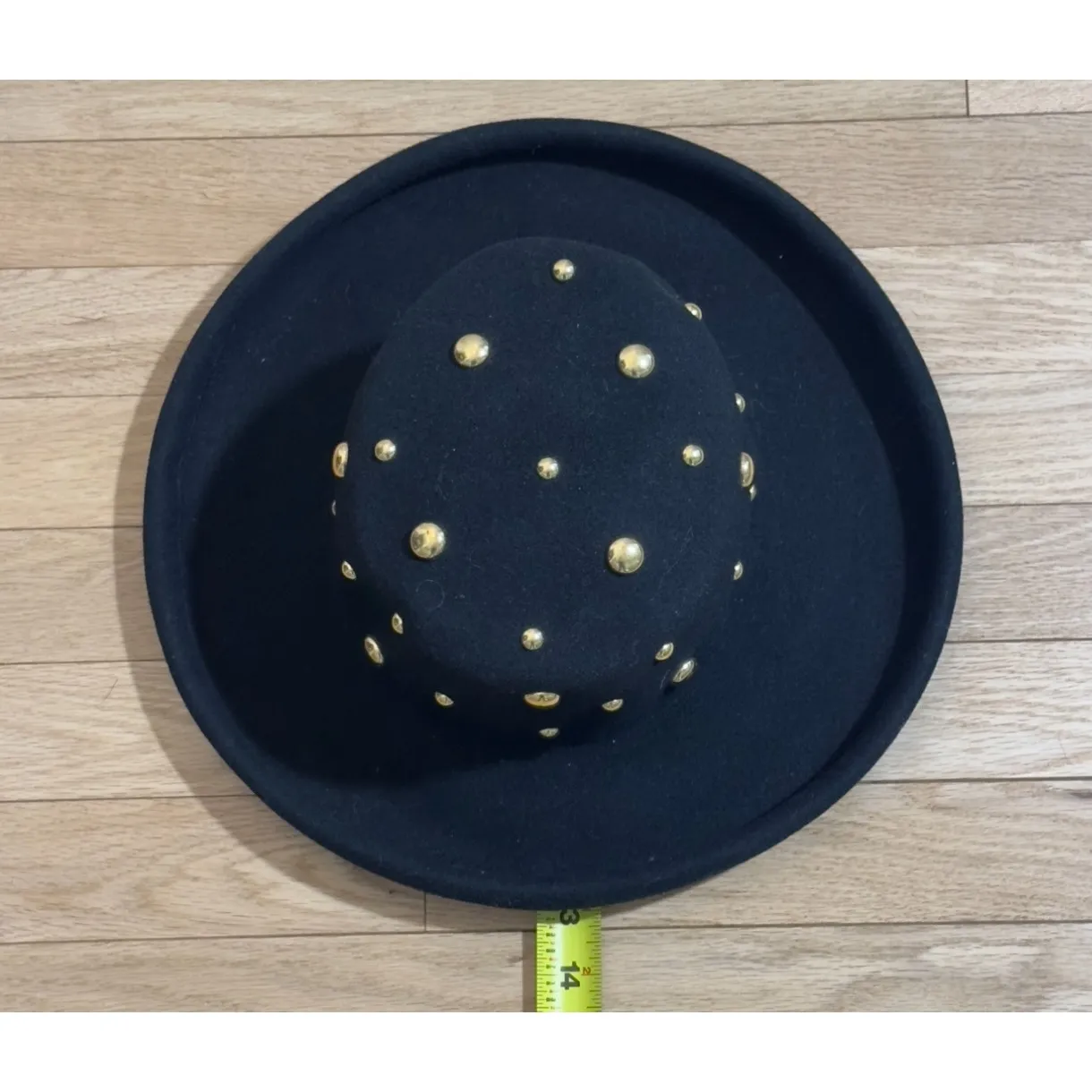 Bollman Hat Co.‎ Wool Felt Studded Fedora Hat Black Gold Accents Womens - Image 5