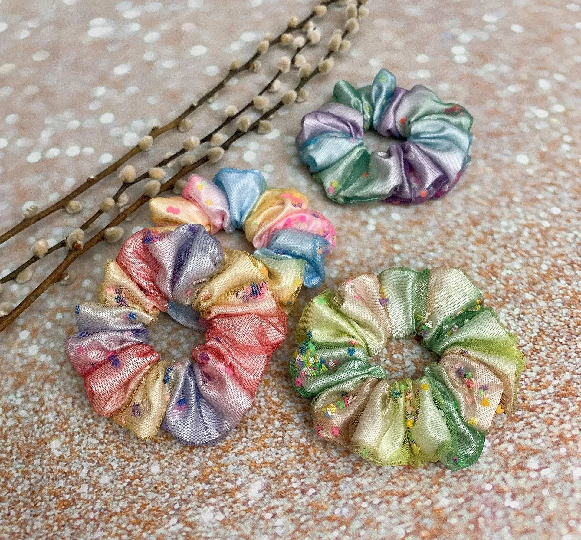 Ombré Confetti Sprinkles Shaker Scrunchie Hair Accessories Hair Tie Multiple - Image 9