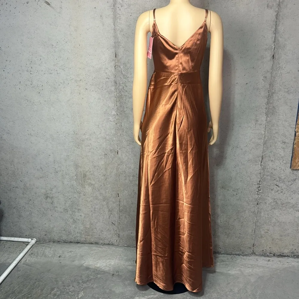 Birdy grey Jay Dress Shiny Satin Rust Sz S - Image 6