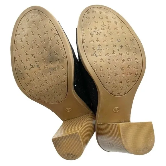 DV Dolce Vita Kassi Black Suede Slingback Peep Toe Block Heel Sandal Size 7 - Image 15