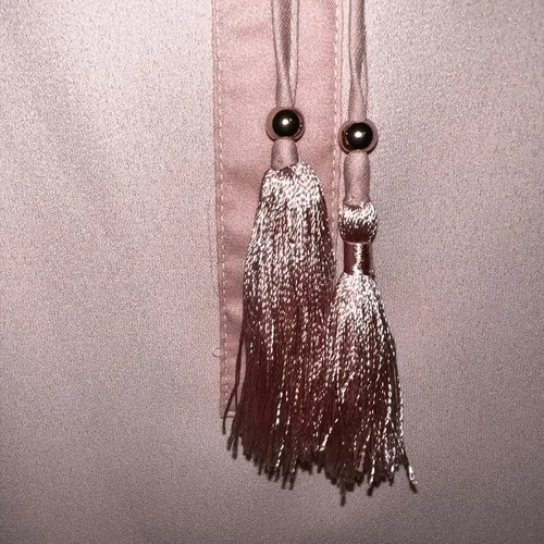 WHITE HOUSE BLACK MARKET Ballerina Pink Peasant Lattice L/S Tassel‎ Blouse NWT 0 - Image 5