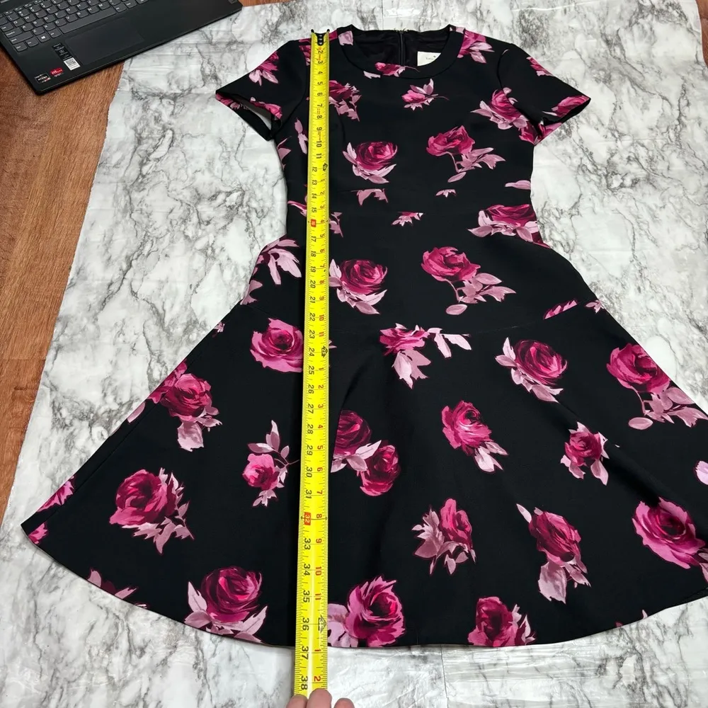 Kate Spade Encore Rose Crepe Dress blackk pink size 2 preppy party garden - Image 6