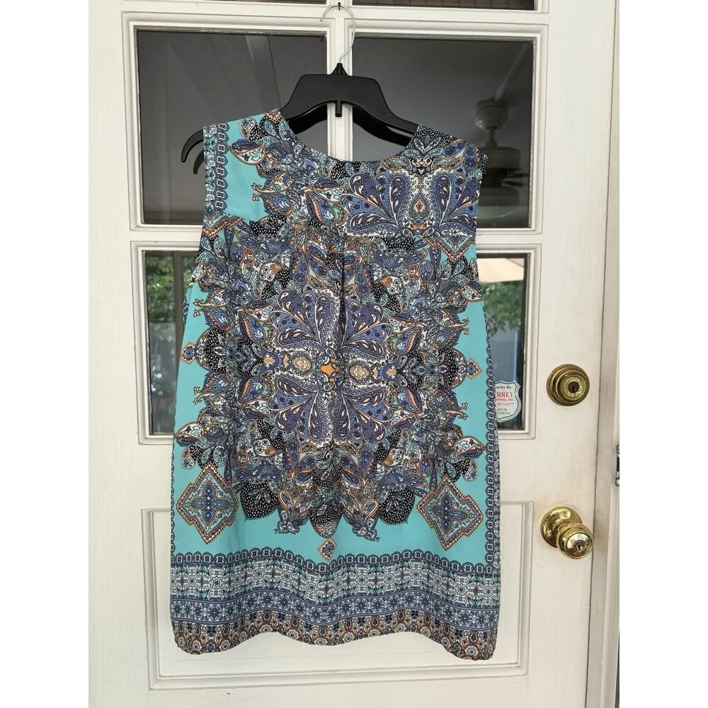 Cynthia Rowley Chiffon Boho Floral Sleeveless Tunic Top Pleated Plus 2X - Image 8