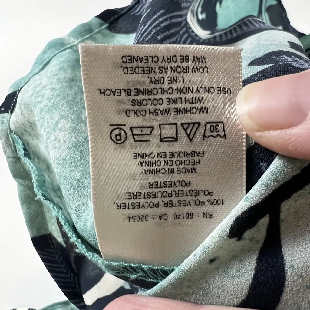 Maeve Womens Top Teal Blue Islander Tropical Print Off Shoulder‎ Ruffle Size S - Image 5