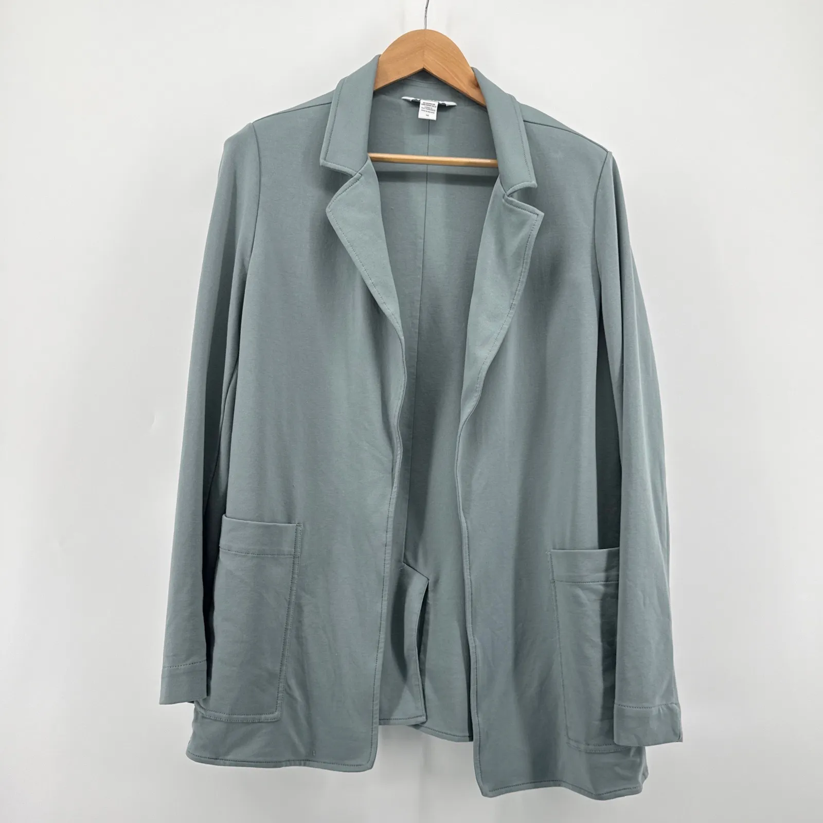 Athleta Eastbound Blazer Women's Size 16 Blue Gray Open Front Cardigan Jacket - Image 2