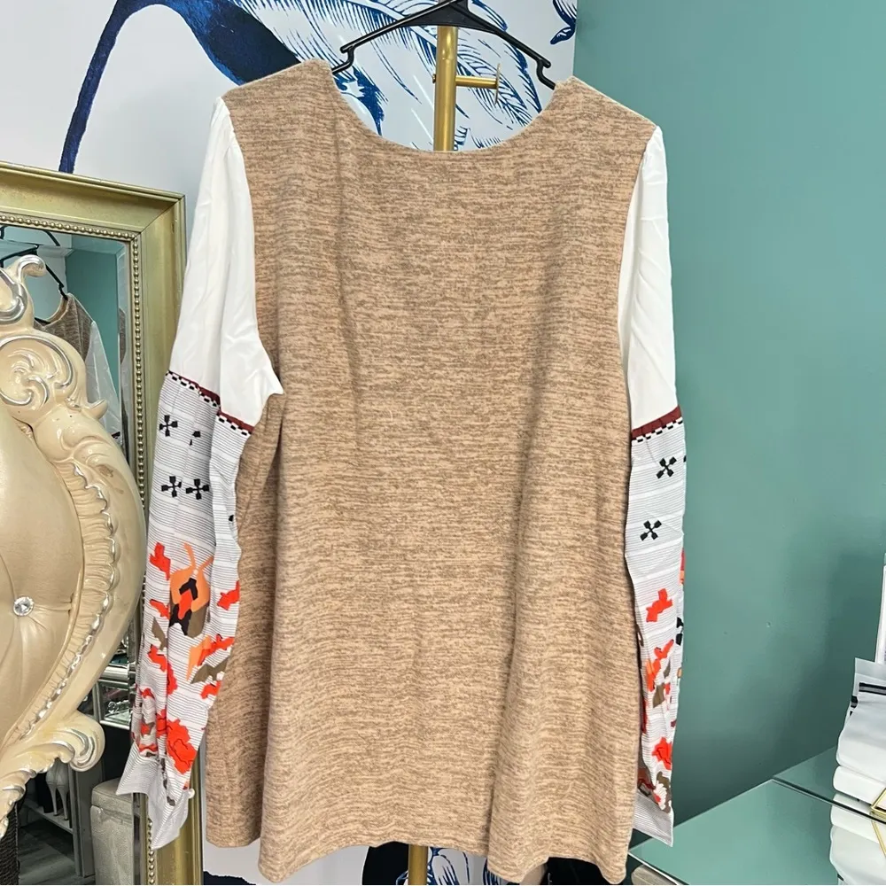 Embroidered Sleeve Knitted Long Sleeve Pullover Casual Loose Sweatshirts Size XXL - Image 5