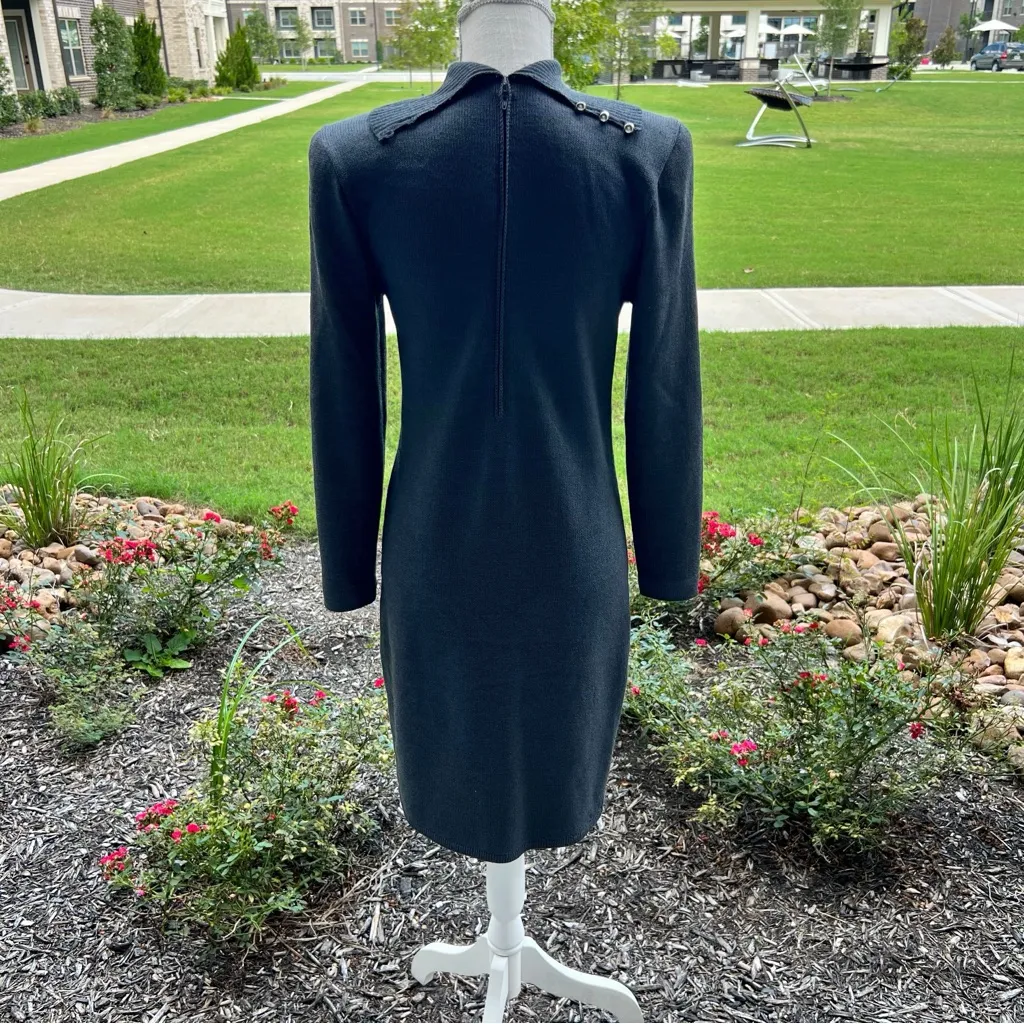 St. John Grey Long Sleeve High Neck Dress - Image 4