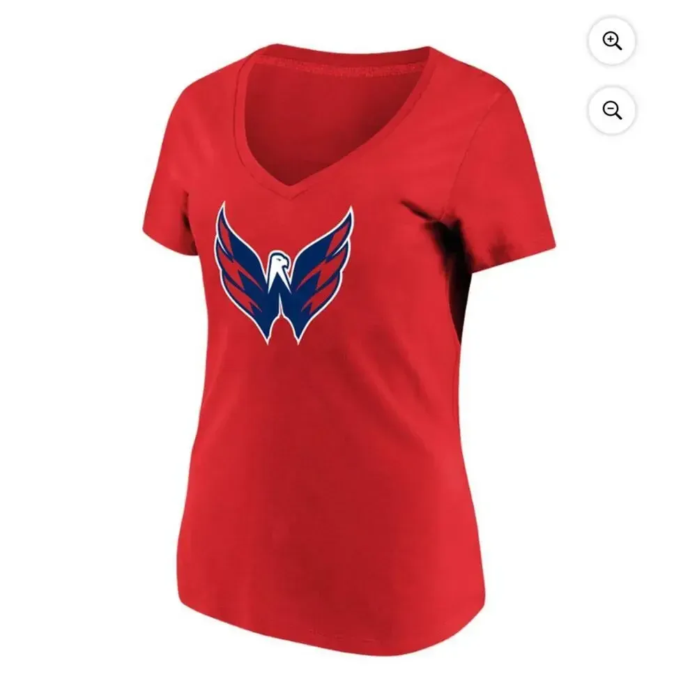 NWT Fanatics Washington Capitals Women's Lace-Up V-Neck‎ T-Shirt Red Size 2XL - Image 2