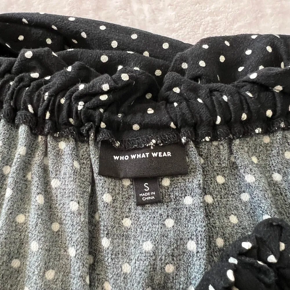 Who What Wear Off the Shoulder Polka Dot Dress Size Small Knee Length - Image 5