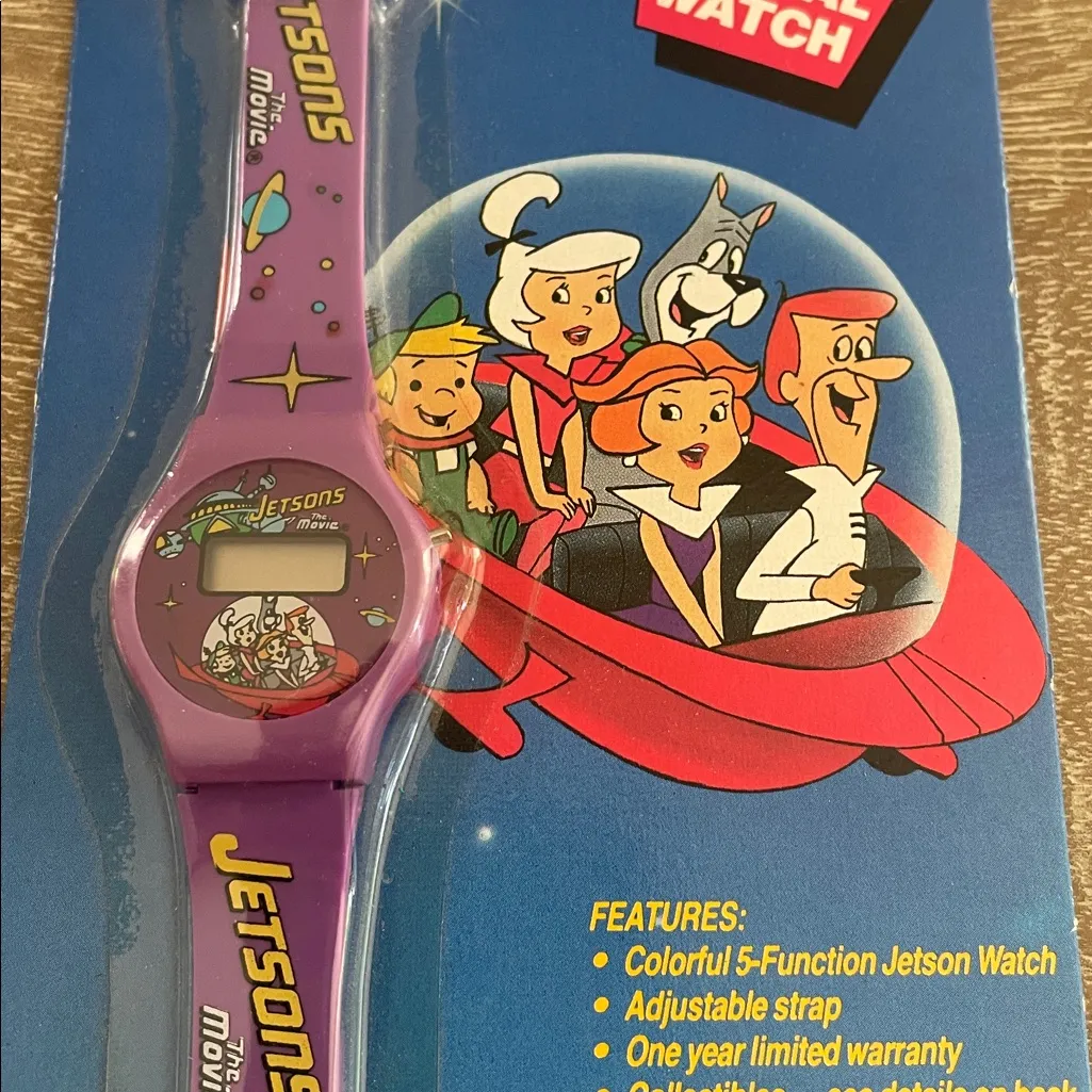 Vintage Jetsons The Movie Purple Plastic Quartz Digital Watch, Brand New - Image 2