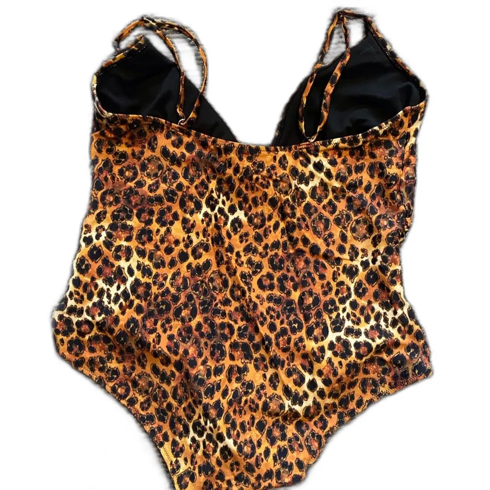 Leopard Large One Piece Swimsuit‎ Brown - Image 4