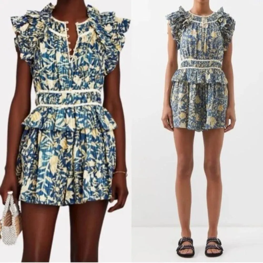 Ulla Johnson Endah Ruffled Printed Playsuit in Lanai Floral Romper - Image 8