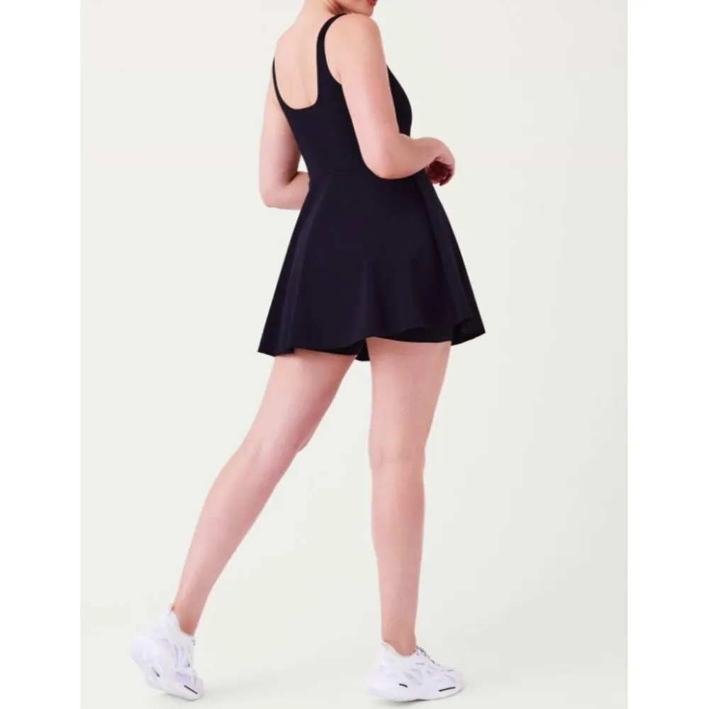 Spanx Get Moving Easy Access Square Neck Dress Black Skort Skater Fit And Flare - Image 5